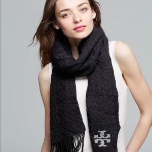 Tory Burch Black Whipstitch Scarf/Wrap